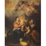 Oil on canvas, The Holy Family with God, the Holy Spirit and John the Baptist (after Murillo),