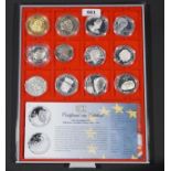 12 coins (one gilt) a.o. ECU Luxemburg 1995, ECU België 1995, ECU Oostenrijk 1995 Johann Strauss,