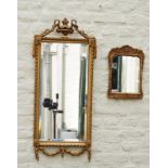 Gilt wooden mirrors, 20th century, l. 35 and 90 cm (2x) 27.00 % buyer's premium on the hammer