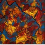 Abdul Fatah Masud (1949, Ghazani, Afghanistan), acrylic paint on canvas, Many faces, sig. b.m., 8-