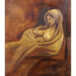 Oil on canvas, Mother and child, sig. b.r., dated '76, dim. 68 x 59 cm. 27.00 % buyer's premium on