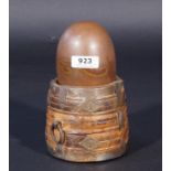 Lingam stone, l. 10,5 cm + Indian wooden holder (2x) 27.00 % buyer's premium on the hammer price,