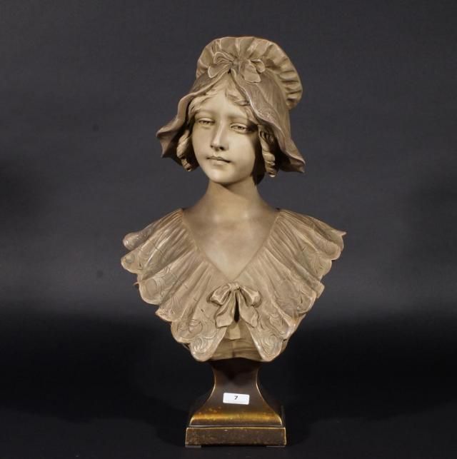 G. V. Vaerenbergh (1873-1927), plaster sculpture, Portrait bust, signed on back, h. 54 cm. 27.00 %