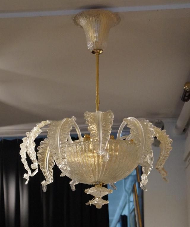 Glass Venetian chandelier, Murano, lenght adjustable, h. 76 cm, diam. appr. 60 cm. 27.00 % buyer's