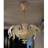 Glass Venetian chandelier, Murano, lenght adjustable, h. 76 cm, diam. appr. 60 cm. 27.00 % buyer's