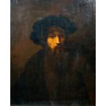 Oil on canvas, Man with hat, 19th century, dim. 73 x 60 cm, craquelé 27.00 % buyer's premium on the