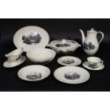 Boch coffee and dinner service, twenties, consisting of: 2 dishes, lidded dish, sugar bowl, milk