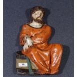 Polychrome wooden Christ on the cold stone, Southern Europe, 18th century, h. 29 cm, polychromy of