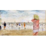 Louis Soonius (1883-1956), mixed media on paper, Beach scene, sig. b.r., dim. 12 x 20,5 cm. 27.00 %