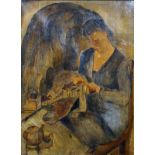 H.C. Jonas (1878-1944), oil on canvas, Woman with handiwork, sig. b.l., dim. 63 x 48 cm. 27.00 %