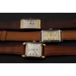 3 vintage wristwatches, 2 x steel and 2 x gilt metal, brands a.o. Lamco, Yukon, Brunott, Mercedes (