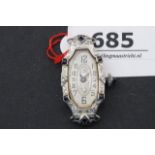 Art deco ladies watch, set with sapphires and diamonds, strap is missing 27.00 % buyer's premium on