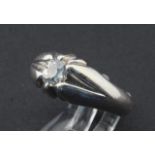 White gold ring, 14 krt., set with bolshevik cut diamond, tot. appr. 0.40 crt., ring size 18 3/4