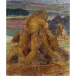 H. Schoonbrood (1898-1972), marouflé, haystack, monogram b.r., dim. 40 x 34 cm, craquelé 27.00 %