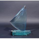 Giorgio Berlini, glass sailing boat, signed, h. 33 cm. 27.00 % buyer's premium on the hammer price,