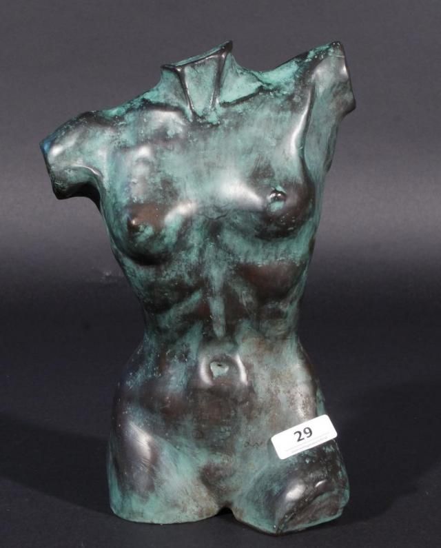 Bronze sculpture, Nude female torso, h. 27 cm. 27.00 % buyer's premium on the hammer price, VAT