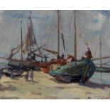 Oil on canvas, Beach view, sig. b.r., dated '24, dim. 44 x 53 cm, small restoration on back 27.00 %