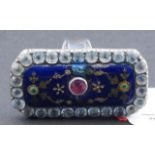 Antique silver French ring, enameled and set with strass, enamel damaged, ring size 18 27.00 %