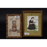 Persian miniature on paper, damaged + Persoan miniature on ivory, dim. 10 x 8 cm (2x) 27.00 %