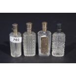 4 antique perfume bottles with Dutch silver stopper, second amount (4x) 27.00 % buyer's premium on