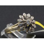 Bicolour gold ring, 14 krt., set with brilliant cut diamonds, ring size 20 27.00 % buyer's premium