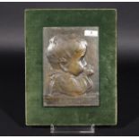 Bronze plaque, Boy with the inscription 'Broer', dim. 21 x 14,5 cm. 27.00 % buyer's premium on the