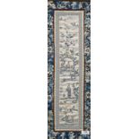 Chinese embroidery on silk, 19th/20th century, dim. 60 x 19,5 cm, Provenance: collection van