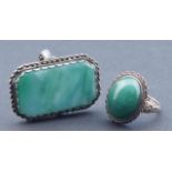 Dutch silver ring, second amount, set with chalcedony, ring size 18 1/4 + Silver ring, ZI hallmark,