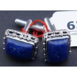 Cufflinks , set with lapis lazuli 27.00 % buyer's premium on the hammer price, VAT included