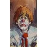 Oil on board, Sad clown, monogram b.l., dim. 53 x 31 cm. 27.00 % buyer's premium on the hammer