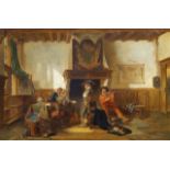 Possibly Joannes Christoffel Vaarberg, oil on canvas, Men in a baroque interior, sig. b.r., dim. 44