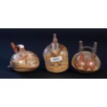 3 painted terracotta jugs, Peru, replica's, h. appr. 10 cm (3x) 27.00 % buyer's premium on the