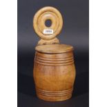 Wooden salt container, 18th/19th century, h. 28,5 cm. 27.00 % buyer's premium on the hammer price,