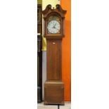 English oak grandfather clock, 19th century, l. 226 cm, one leg is missing 27.00 % buyer's premium