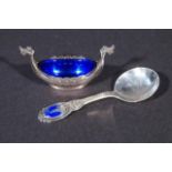 Norwegian silver salt cellar, 925 + danish silver spoon, 925 (2x) 27.00 % buyer's premium on the