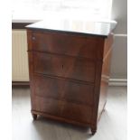 Mahogany veneered dresser, 19th century, with four drawers, marble top, dim. 88 x 64 x 47 cm. 27.00