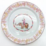 China Porcelain Plate Depicting Man on Elephant