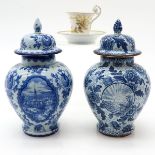 Lot Including 2 Lidded Vase