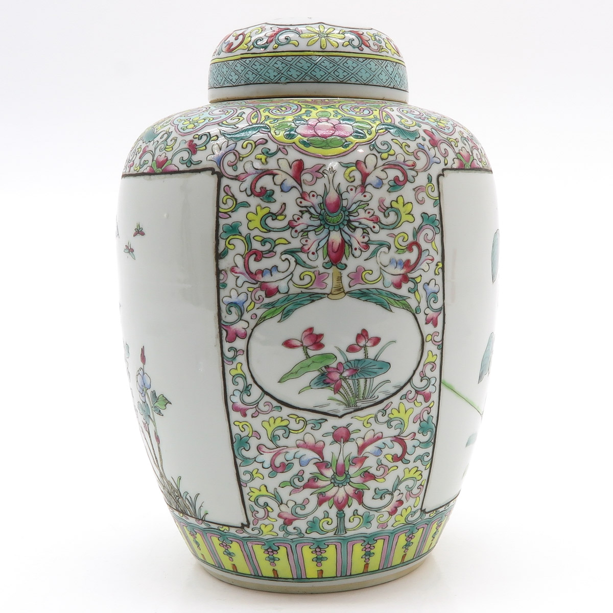 China Porcelain Famille Rose Decor Lidded Jar - Image 4 of 6