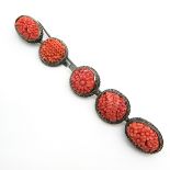 Carved Red Coral Brooch