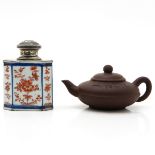 China Porcelain 18th Century Tea Box and Yixing Teapot