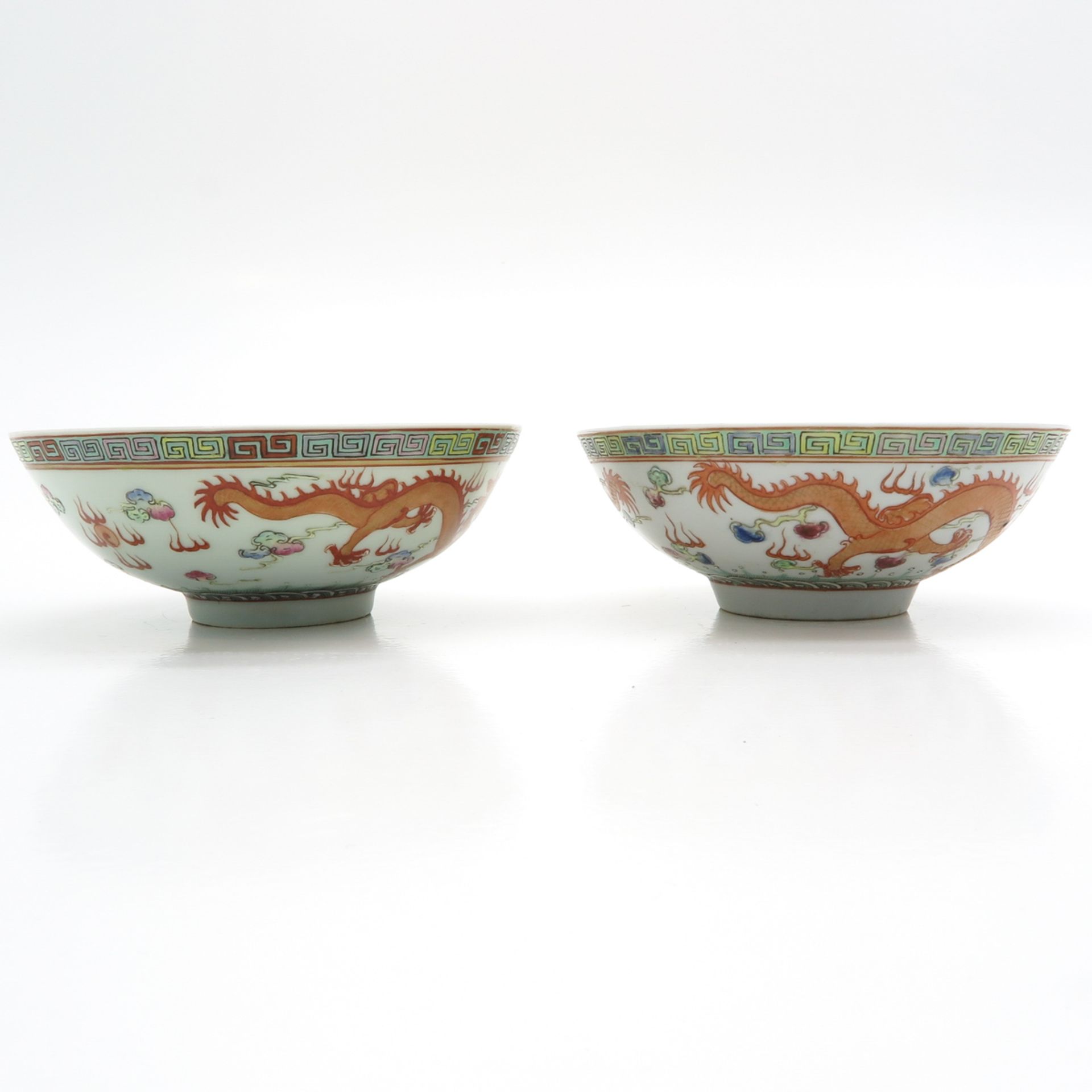 Lot of 2 China Porcelain Polychrome Decor Bowls - Bild 4 aus 6