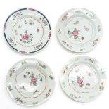 Lot of 4 China Porcelain Famille Rose Decor Plates