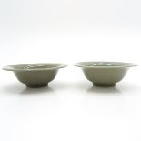Lot of 2 China Porcelain Celadon Bowls