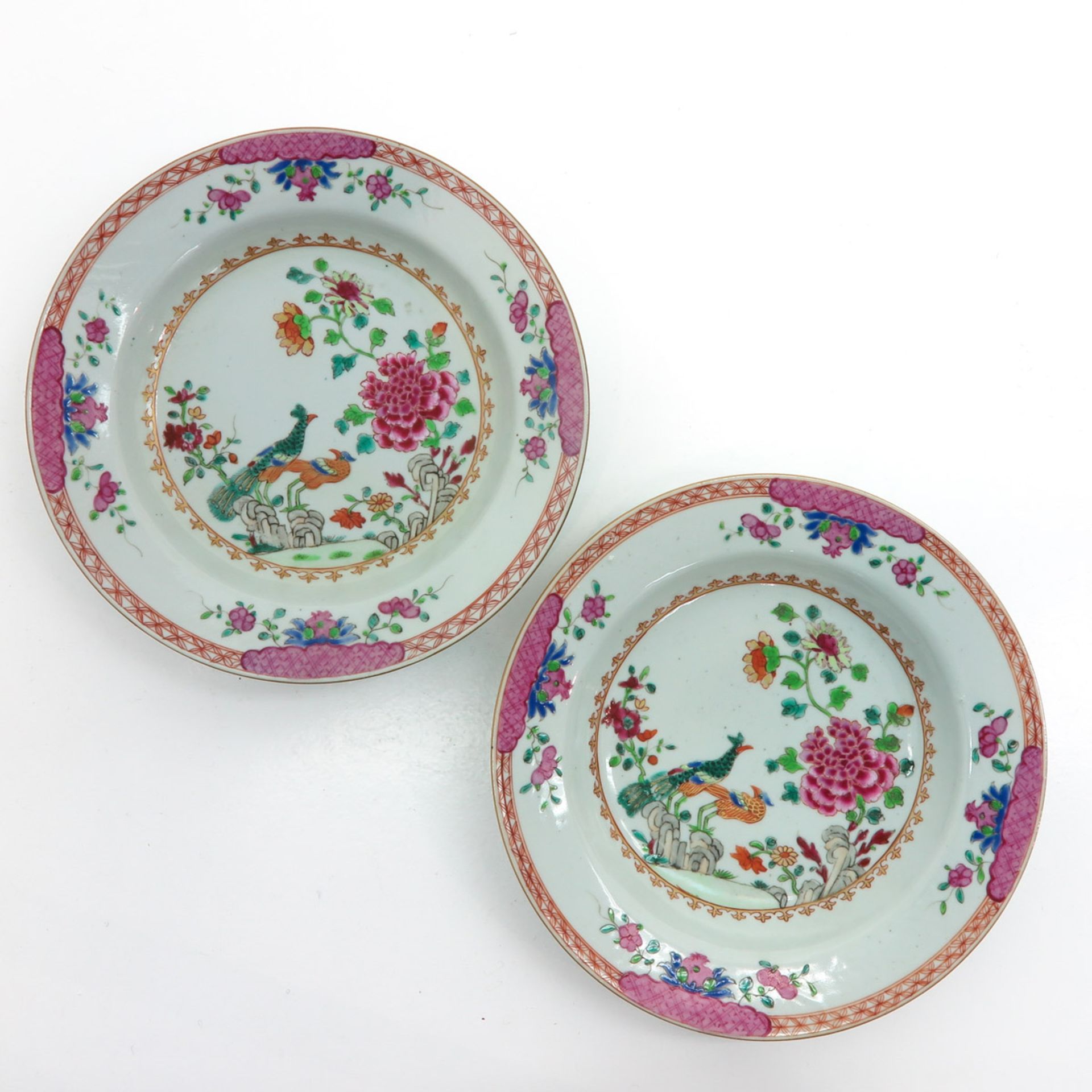 Lot of 2 China Porcelain Famille Rose Decor Plates