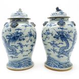 Pair of Lidded Vases