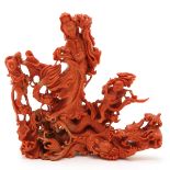 Chinese Carved Red Coral Sculpture