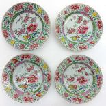 4 China Porcelain 18th Cent. Famille Rose Decor Plates
