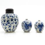 China Porcelain Ginger jar and 2 Small Pots