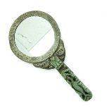 Chinese Mirror with Carved Jade Handle